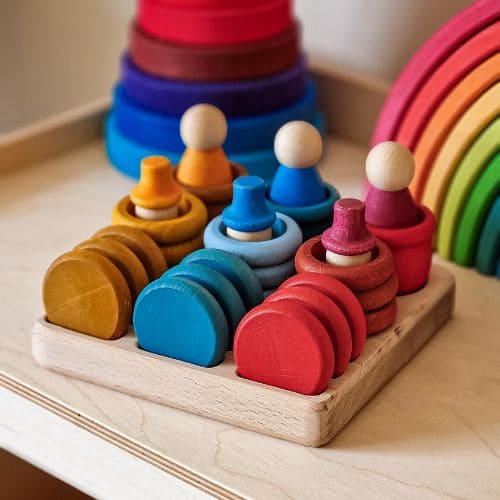 Circle of Wood x Studio Bambacht houders voor speelgoed van Grapat en GRIMM's