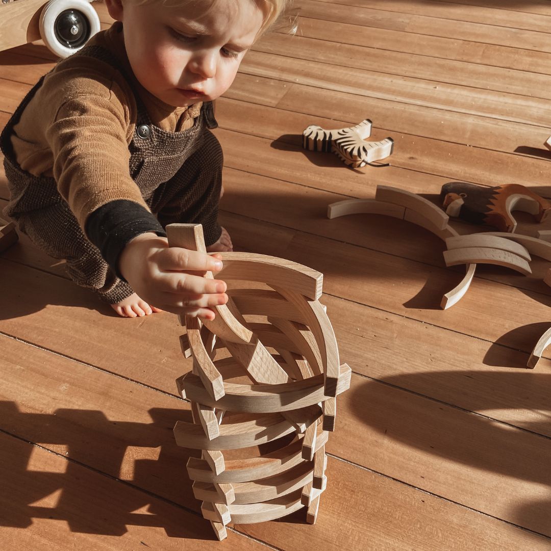 Abel Wooden Toys houten blokken mini set van 12 stuks