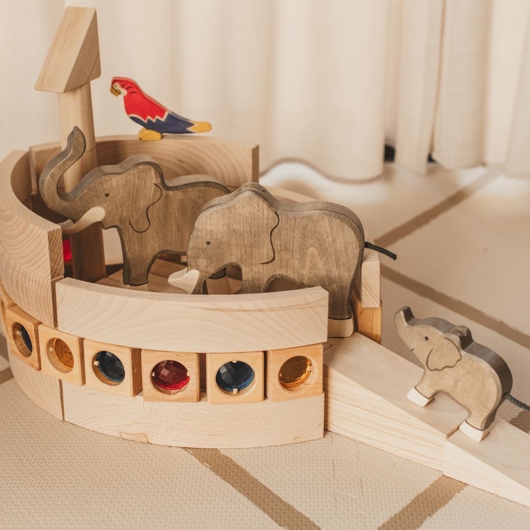 Abel Wooden Toys houten blokken set van 12 stuks