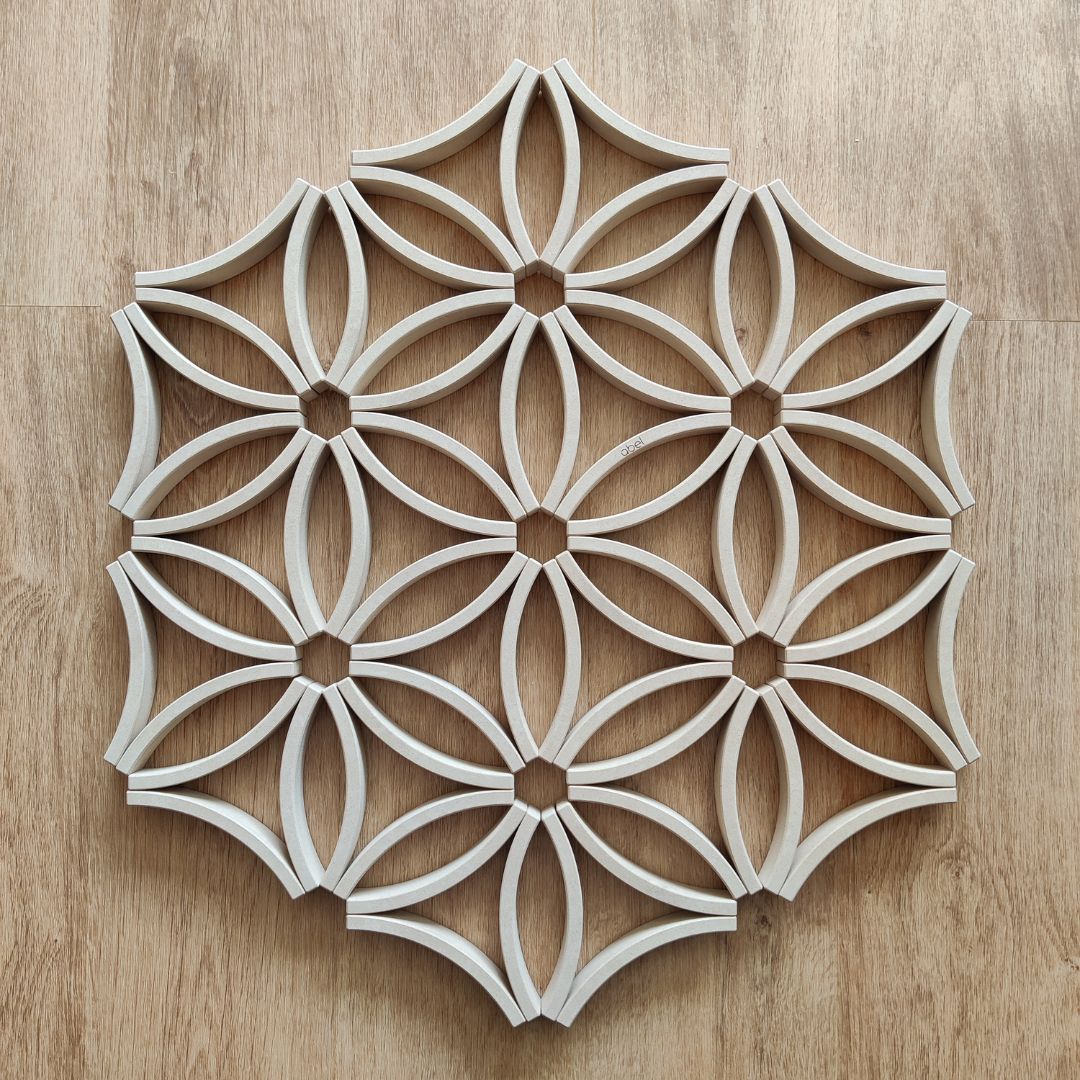 Duurzame houten blokkenset van Abel Blocks Rewood met 72 gebogen blokken