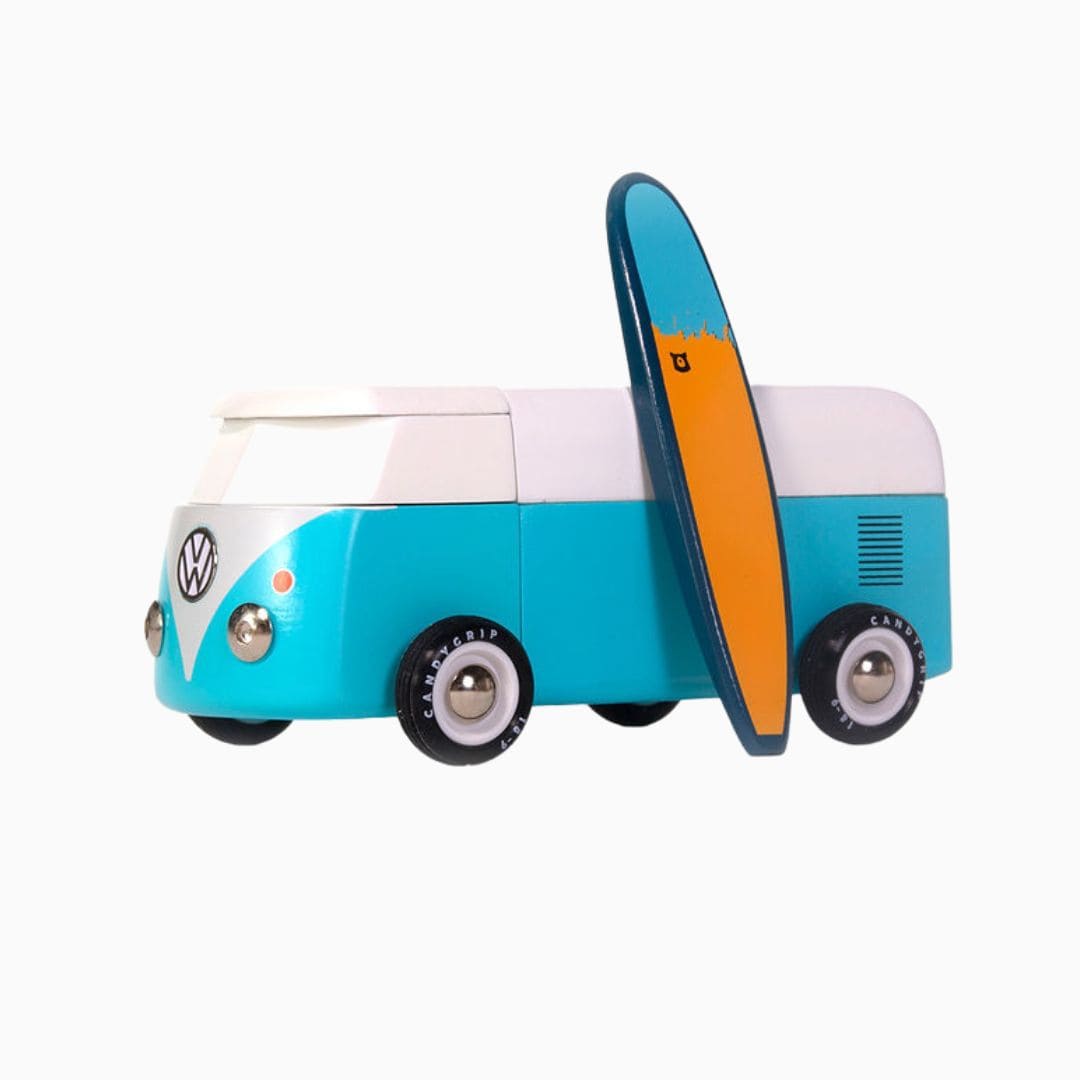 Volkswagen blauwe speelgoed bus van Candylab Toys