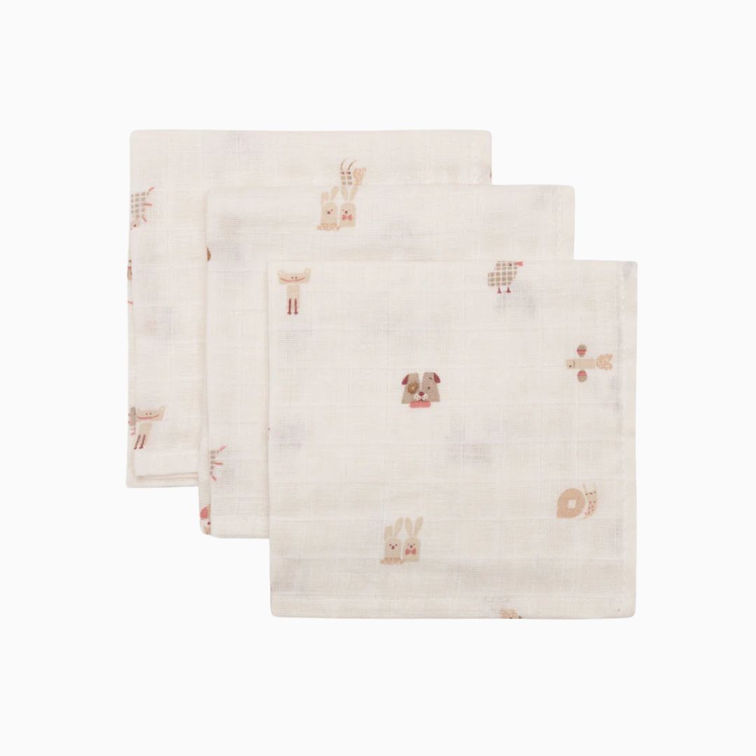 Jollein hydrofiele monddoekjes Animal Friends - 3 stuks