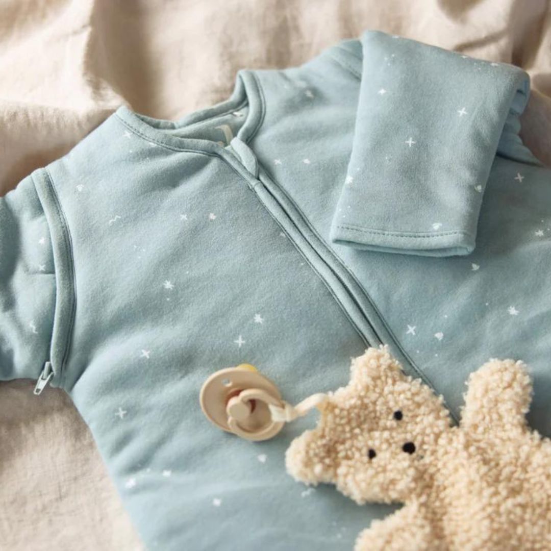 Jollein slaapzak met afritsbare mouwen Twinkling - Sea Green