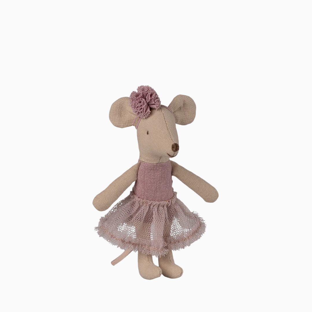 Maileg ballerina kleine zus muis in de kleur Heather