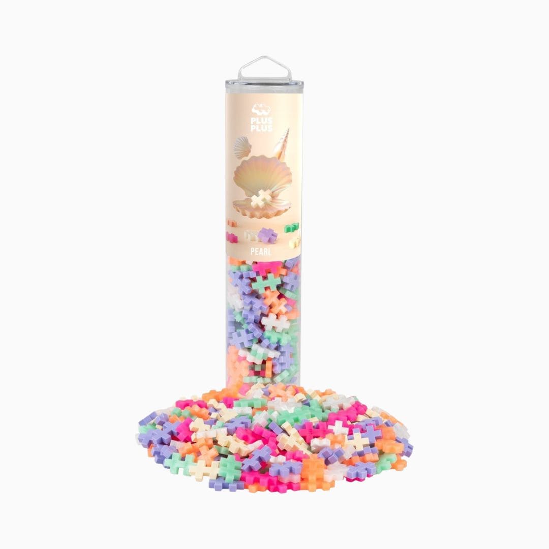 PlusPlus tube met constructie speelgoed in roze, creme, oranje, paars en mintgroen