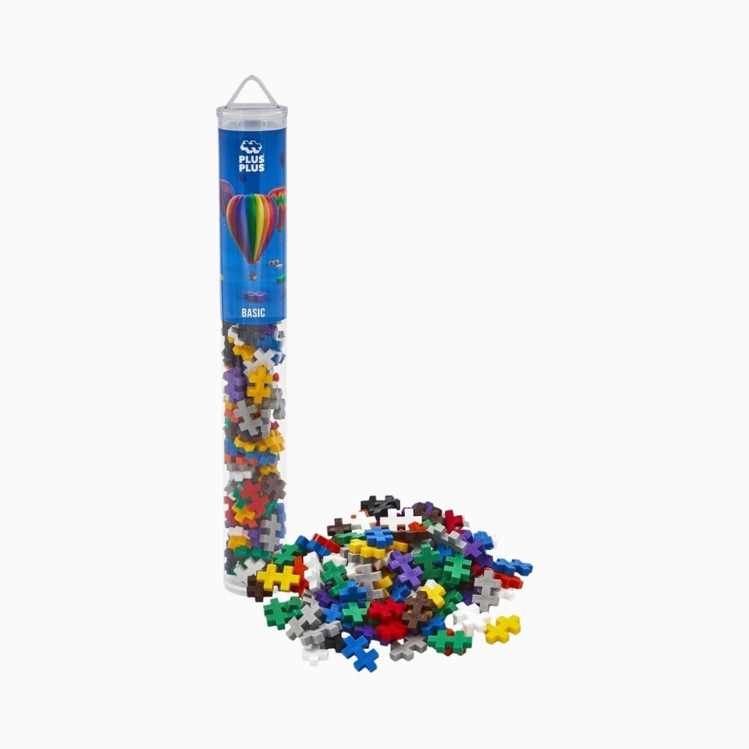 PlusPlus constructie speelgoed in tube met 100 stukjes in basis kleuren