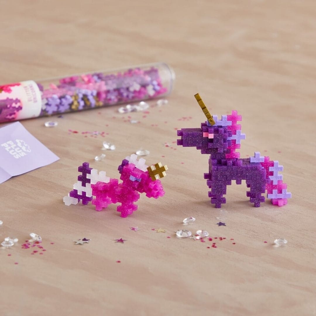 PlusPlus constructie speelgoed 100-delig om glitter unicorns te maken