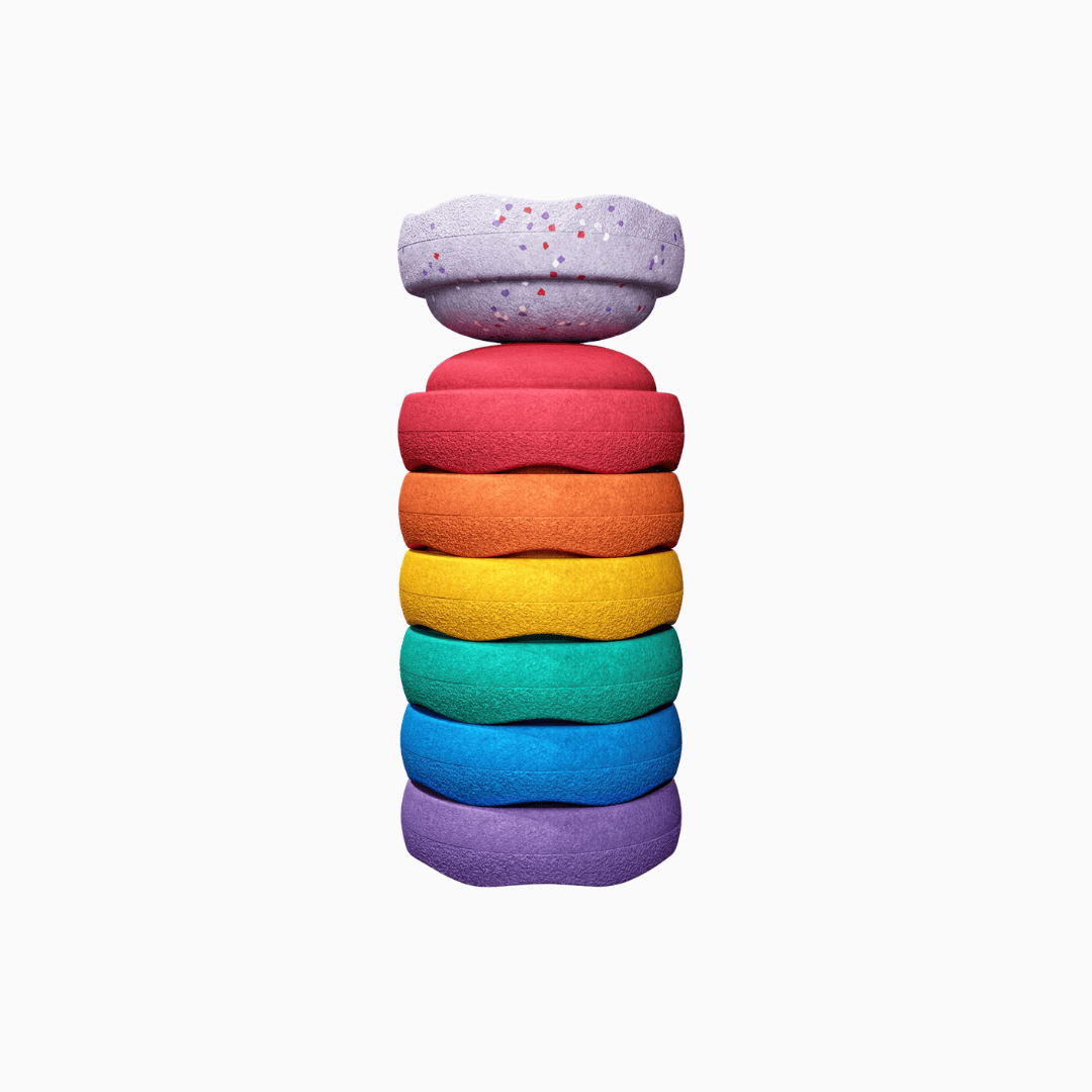 stapelstein mini stenen regenboog winter special met mini violet confetti steen