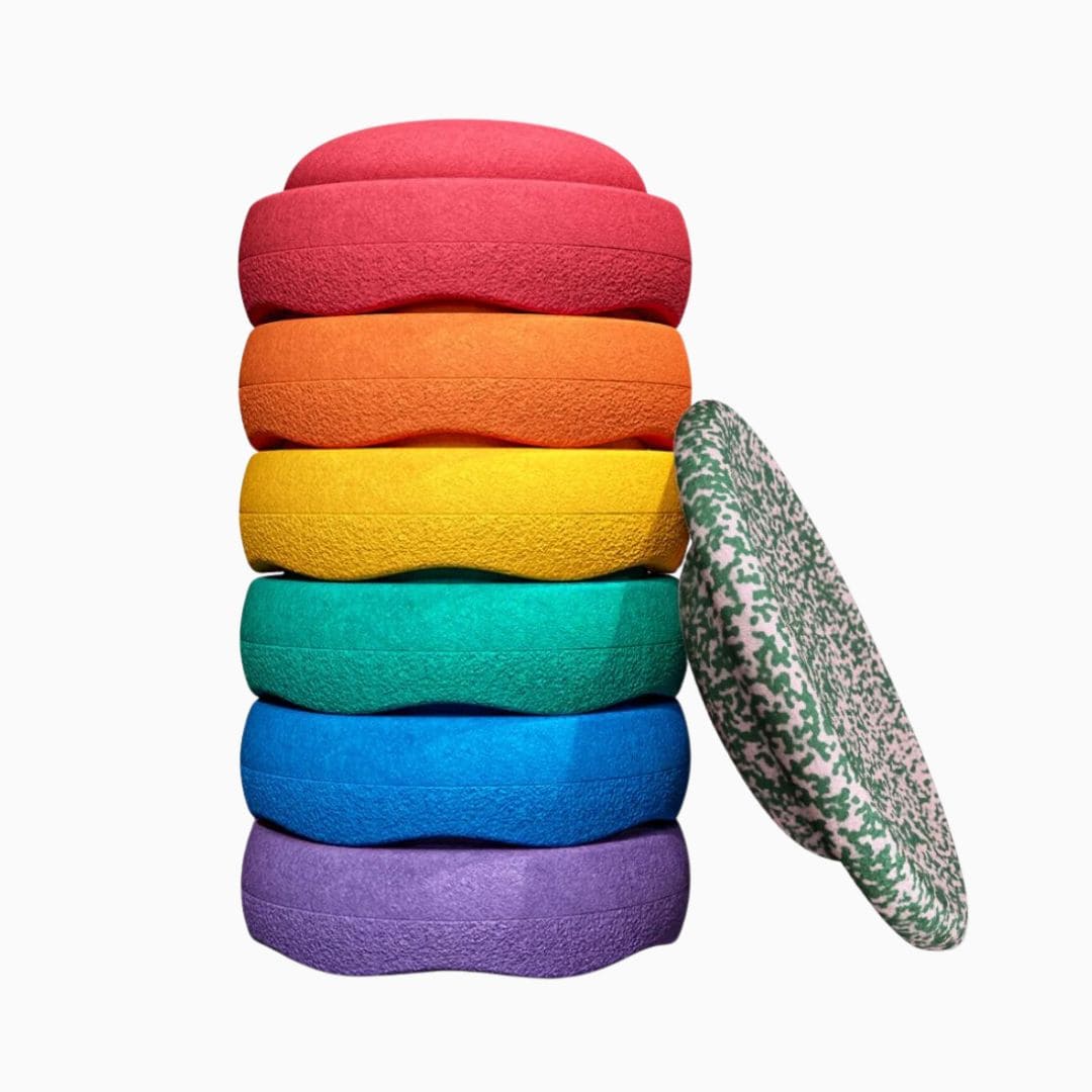 Stapelstein rainbow stapstenen kerstspecial met limited edition balansbord dark green and blush mix