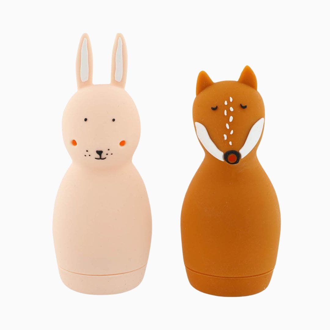 Trixie mold-free badspeelgoed van siliconen sproeiende dieren Mrs. Rabbit en Mr. Fox