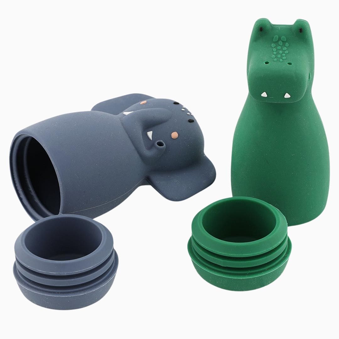 Trixie schimmelvrij badspeelgoed van siliconen sproeiende dieren Mrs. Elephant en Mr. Crocodile