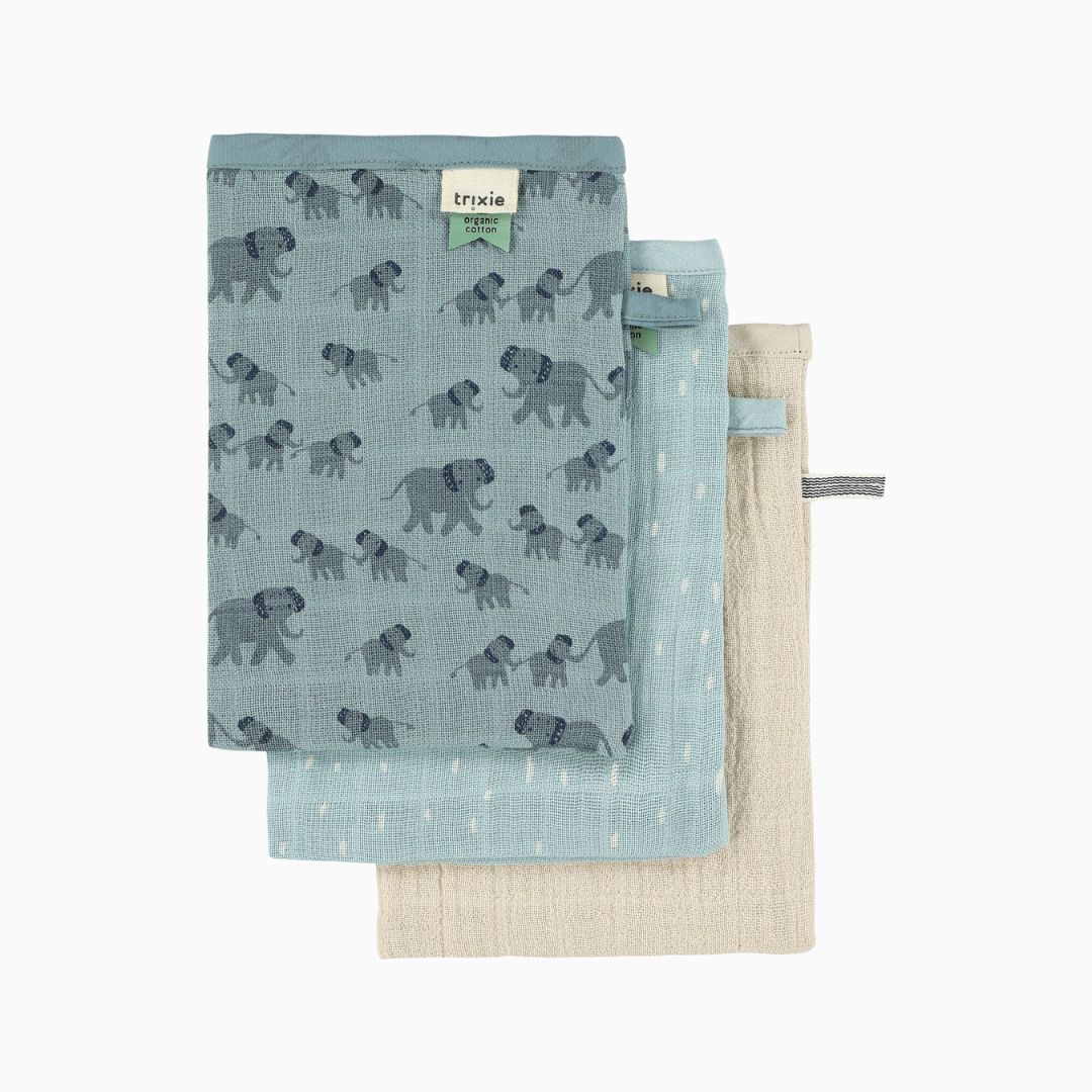 Trixie hydrofiele washandje 15x21cm set - Elephant - 3 stuks