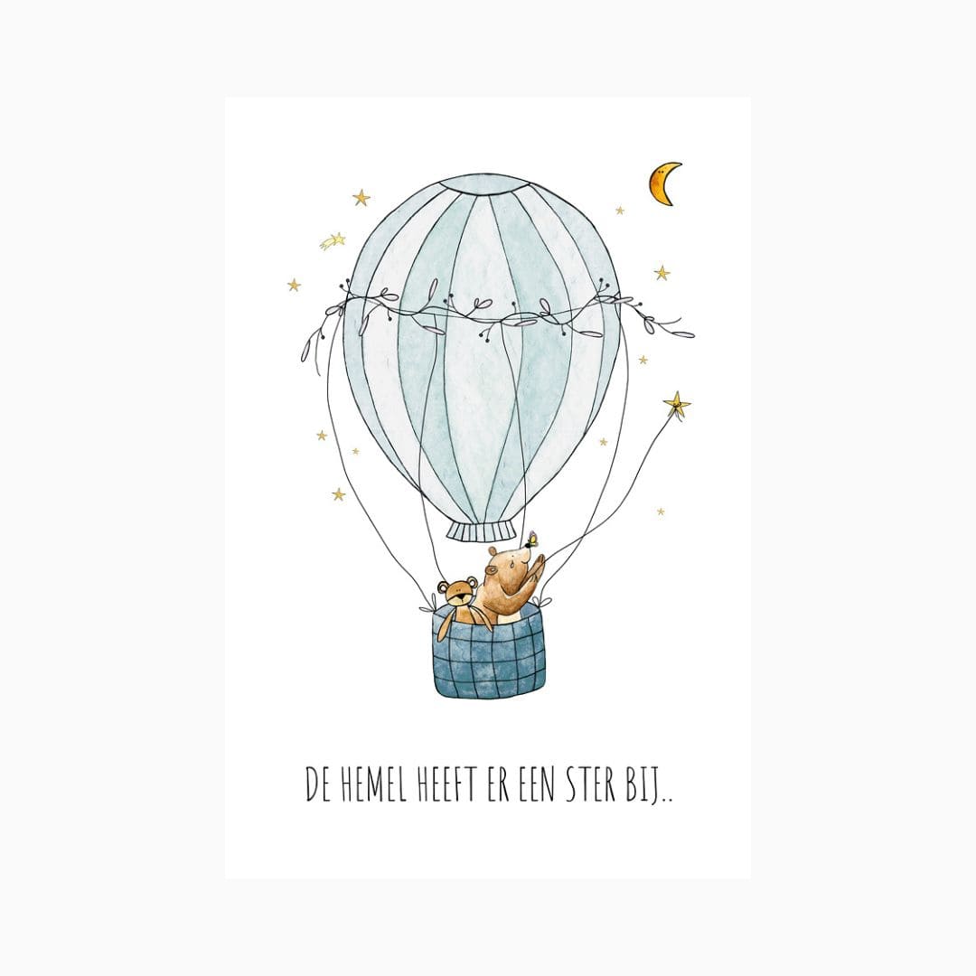 Ansichtkaart de hemel heeft er een ster bij - blauw
