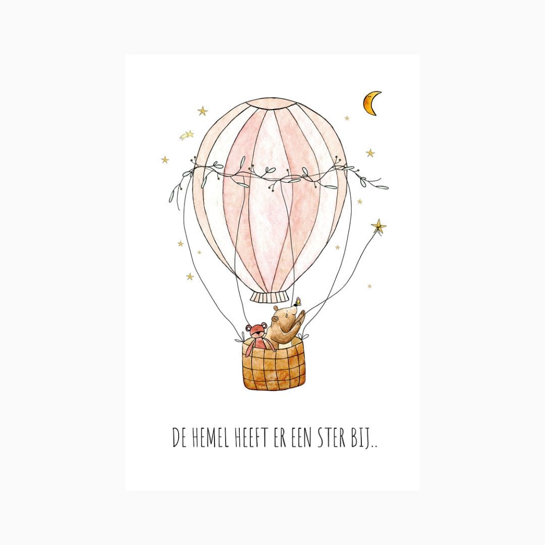 Ansichtkaart de hemel heeft er een ster bij - roze