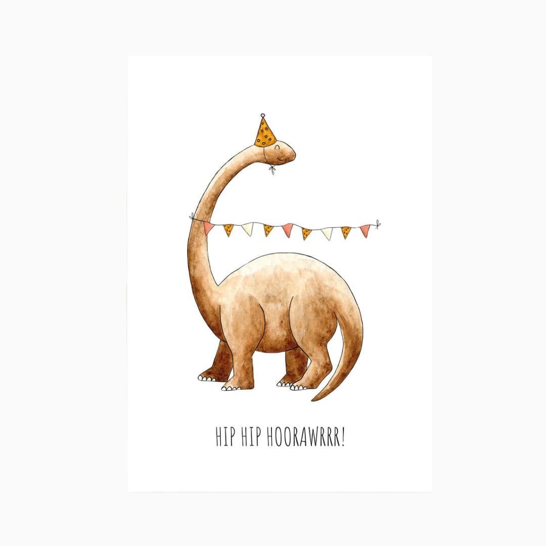 Ansichtkaart hip hip hooraawr brontosaurus