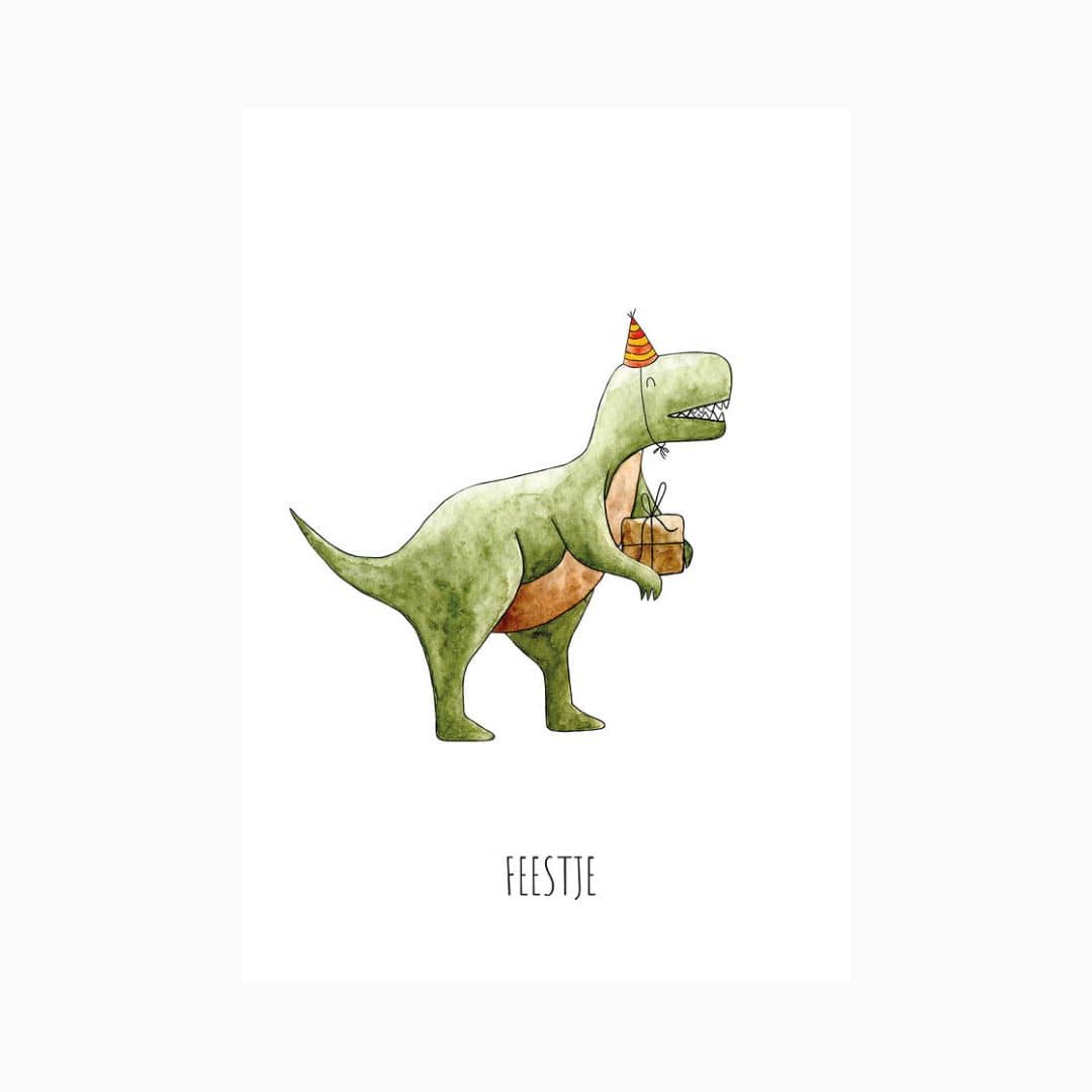 Verjaardagskaart T-rex van Juulz Illustration