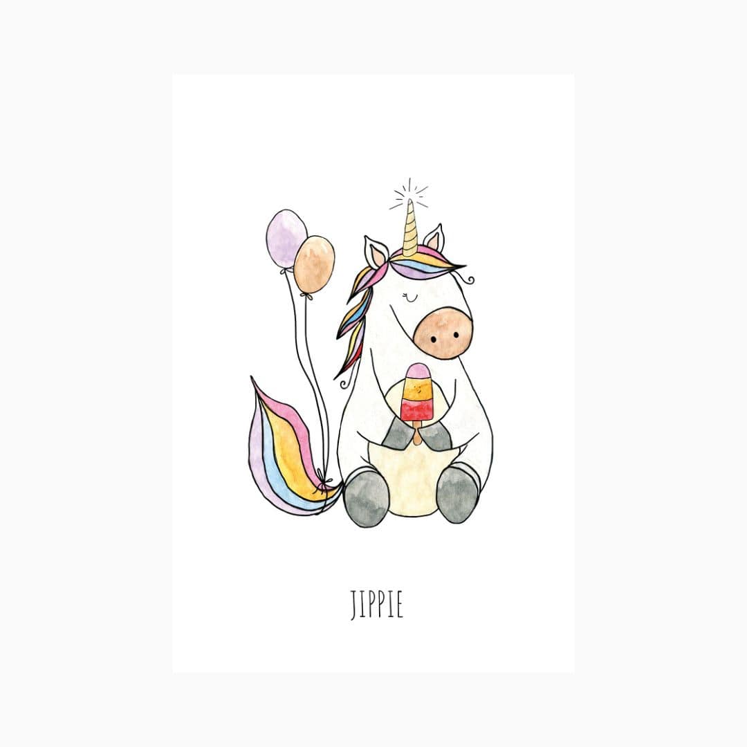 Ansichtkaart Jippie unicorn