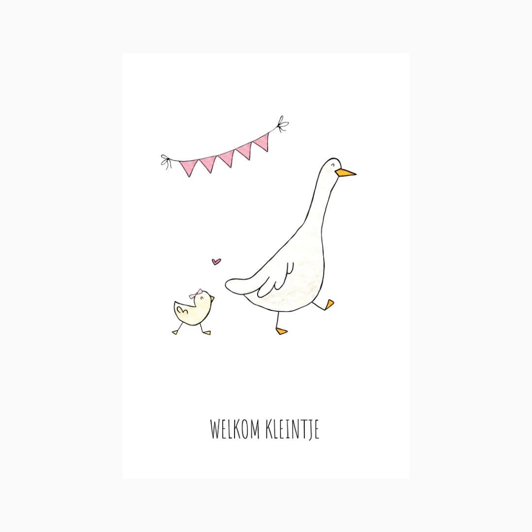 Ansichtkaart welkom kleintje