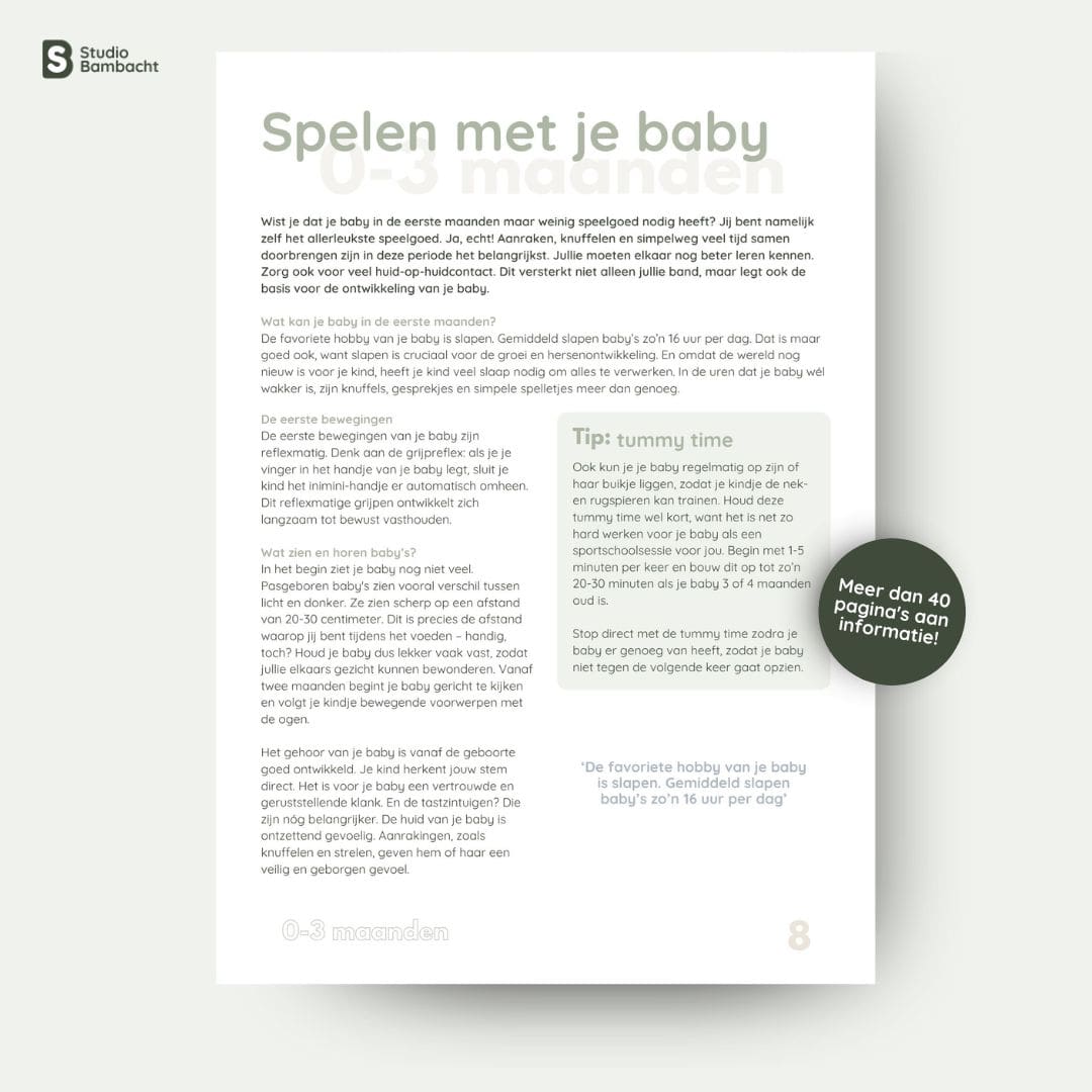 Bladzijde babyspeelgids in een e-book bij Studio Bambacht