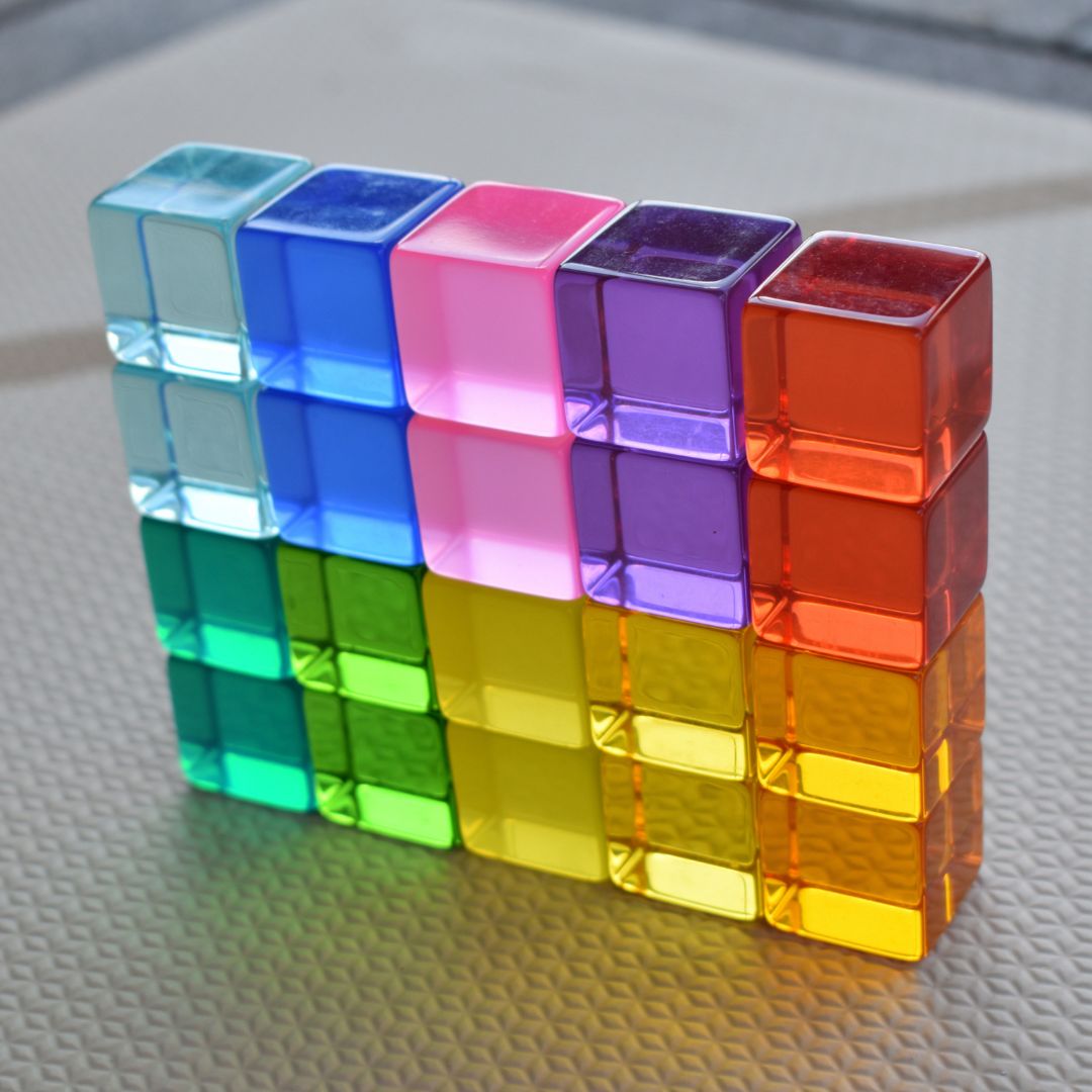 Bauspiel set van 20 licht doorlatende blokken van acryl