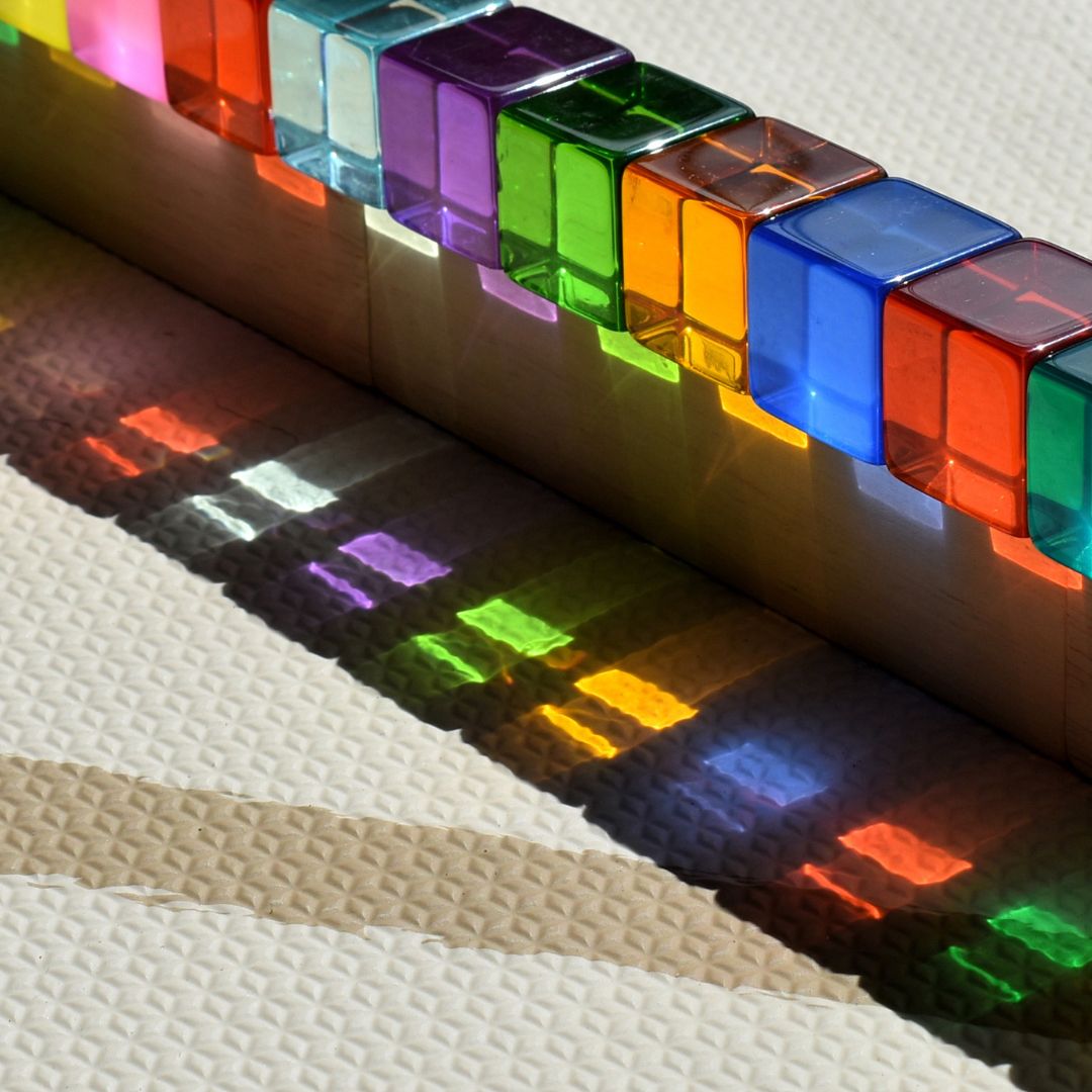 Bauspiel set van 20 licht doorlatende blokken van acryl