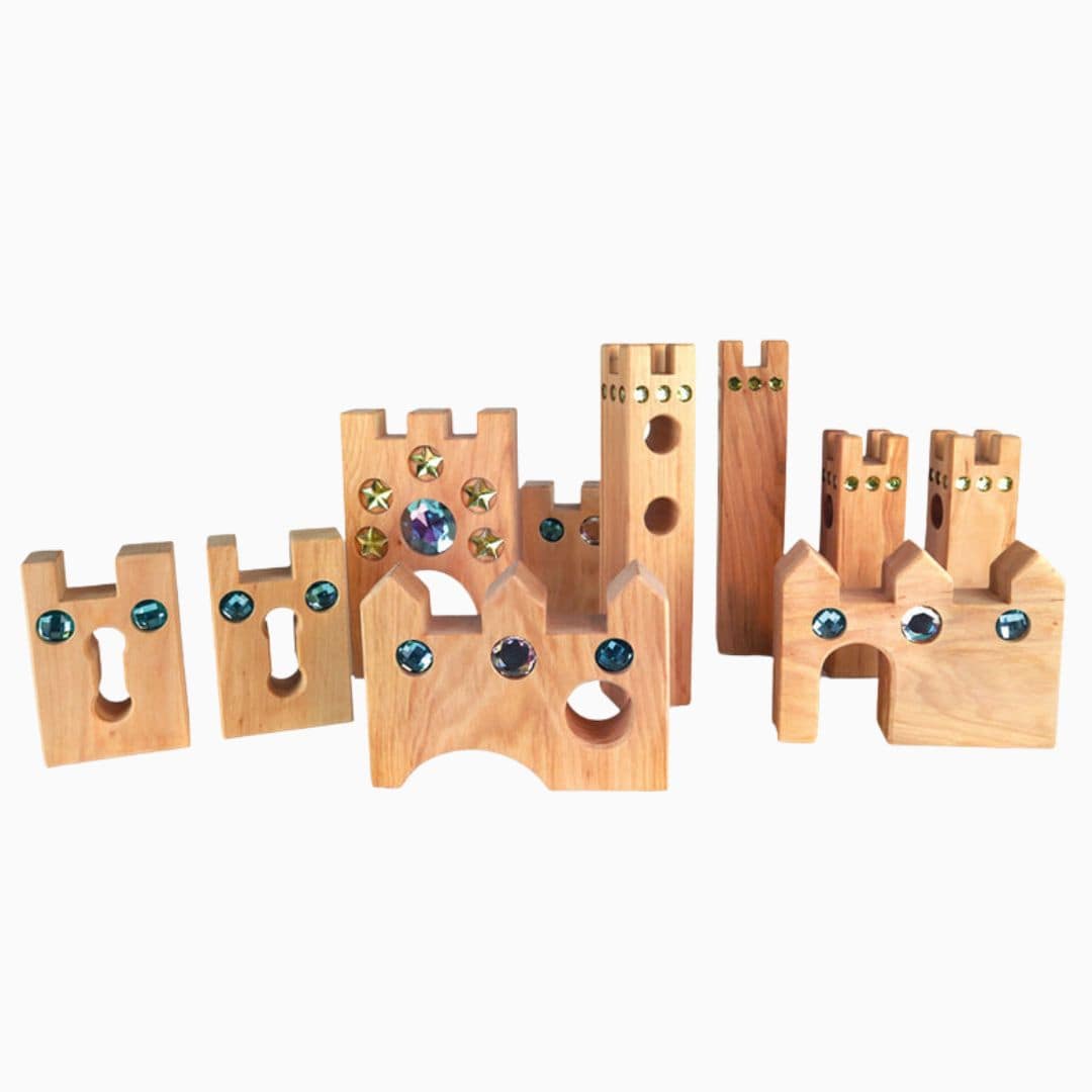 Bauspiel houten blokken sprookjeskasteel 10-delig