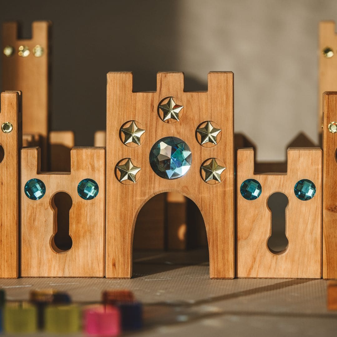 Bauspiel houten blokken sprookjeskasteel 10-delig