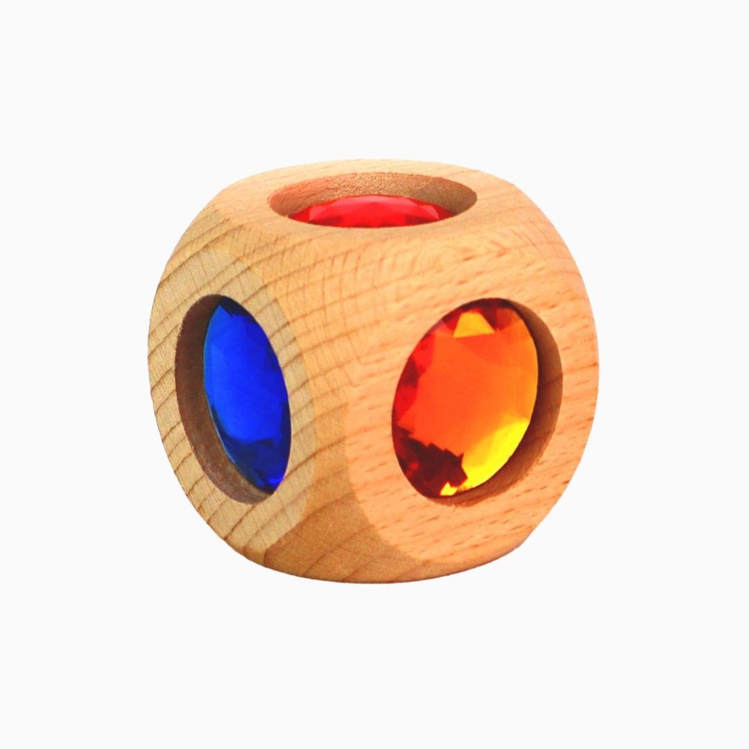 Bauspiel houten dobbelsteen met gekleurde diamanten