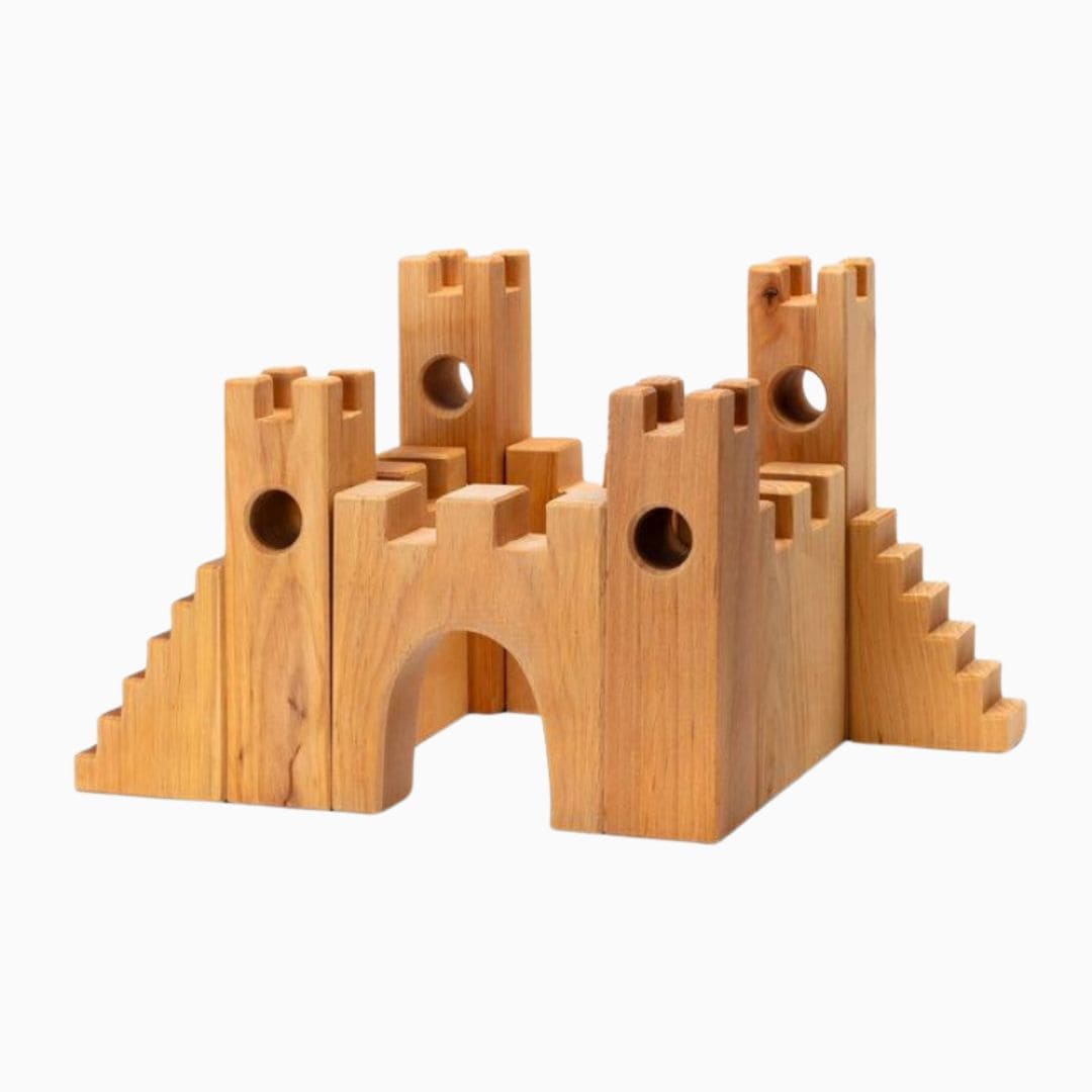 Bauspiel houten blokken ridderkasteel 10-delig