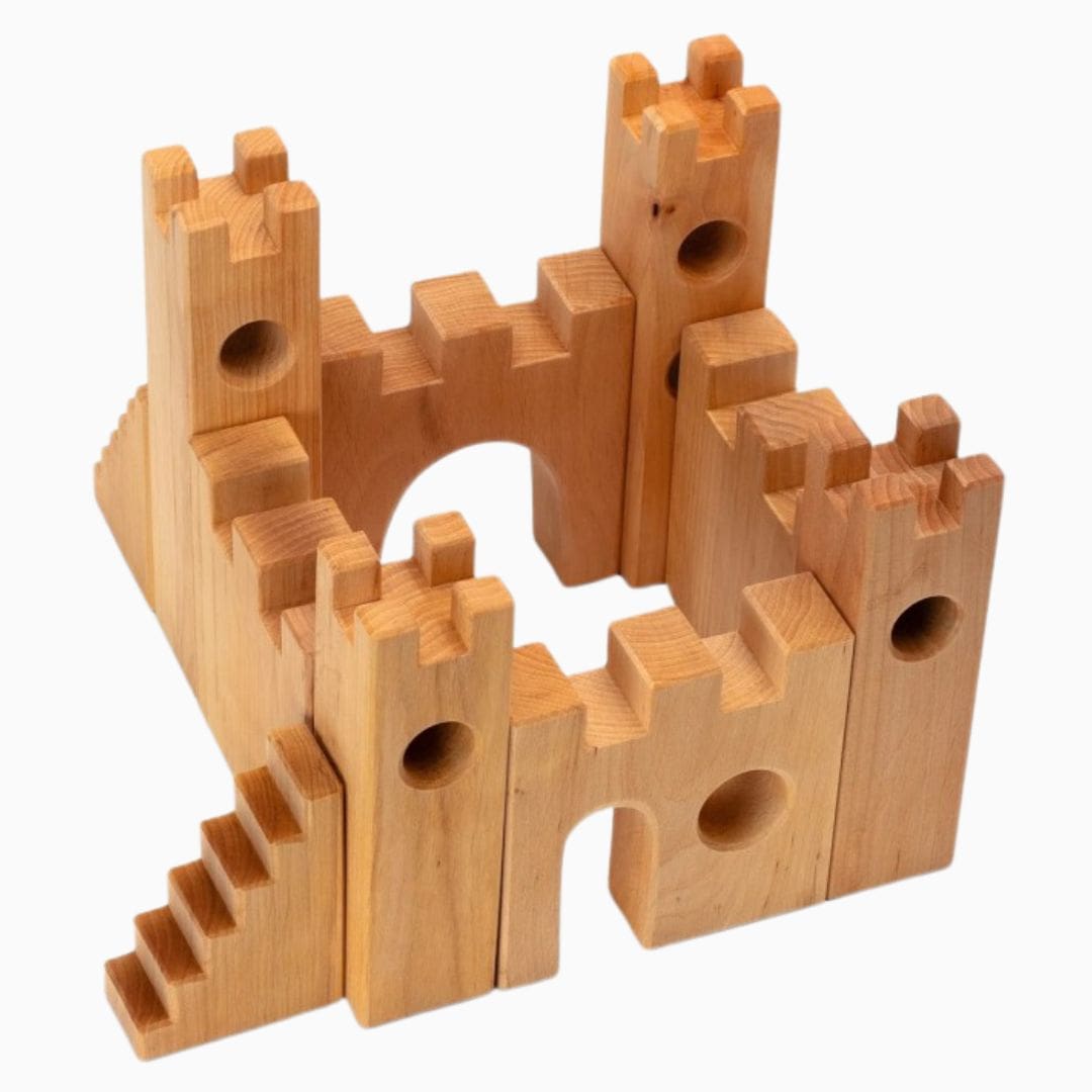 Bauspiel houten blokken ridderkasteel 10-delig