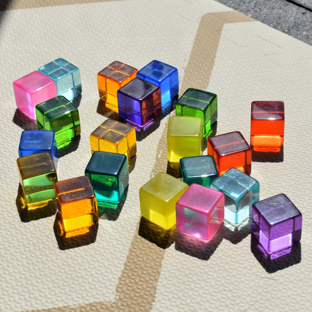 Bauspiel set van 20 licht doorlatende blokken van acryl