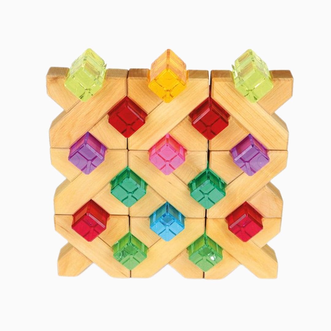 Bauspiel licht doorlatende lucent cubes XL blokjes in 12 verschillende kleuren