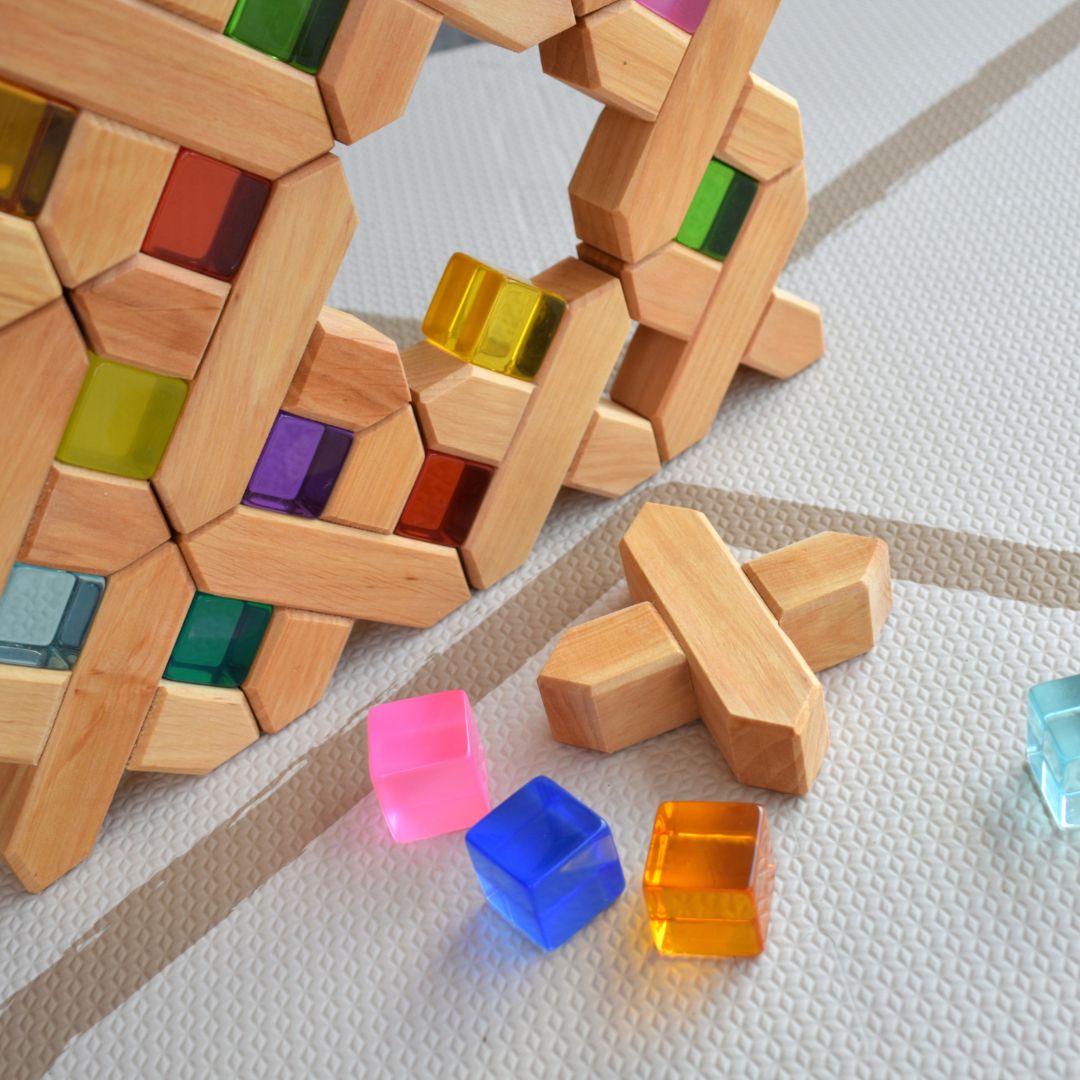 Bauspiel set van 20 licht doorlatende blokken van acryl