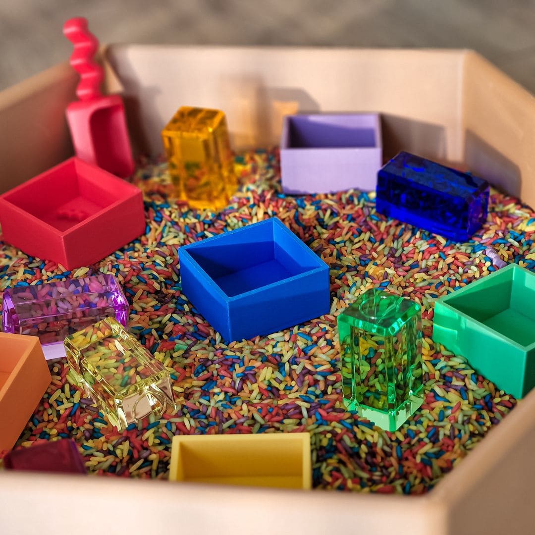 Bauspiel licht doorlatende lucent cubes XL blokjes in 12 verschillende kleuren