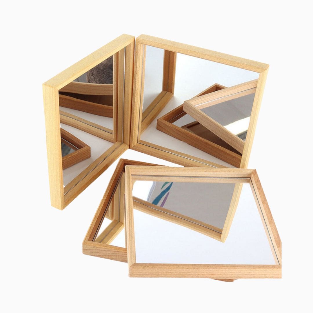 Bauspiel spiegel van hout in tray