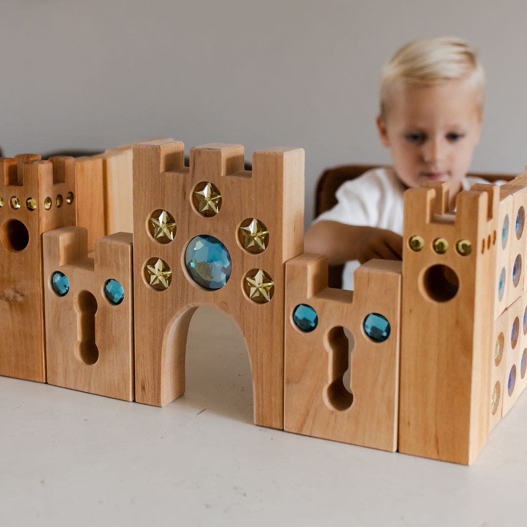 Bauspiel houten blokken sprookjeskasteel 10-delig