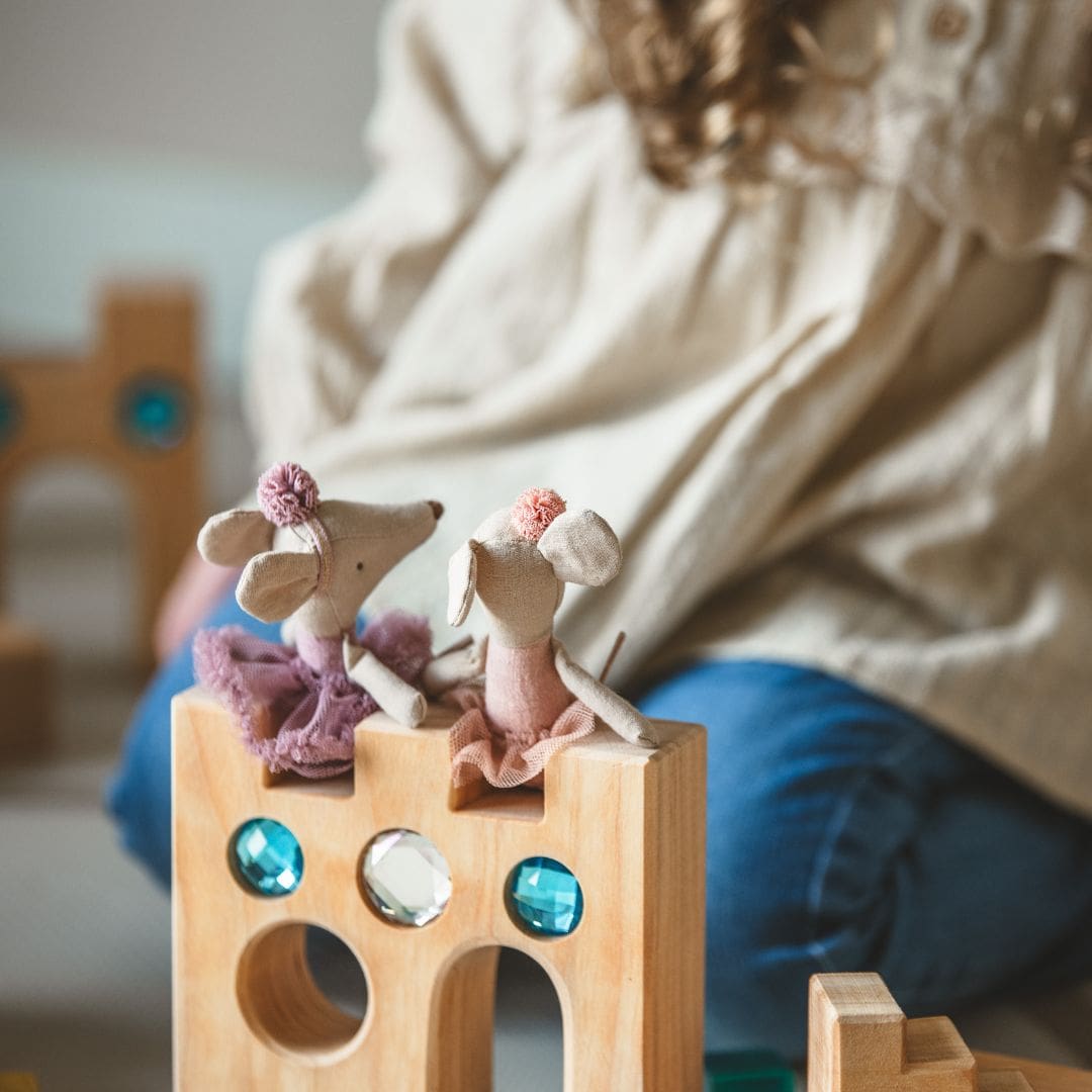 Bauspiel houten blokken sprookjeskasteel 10-delig