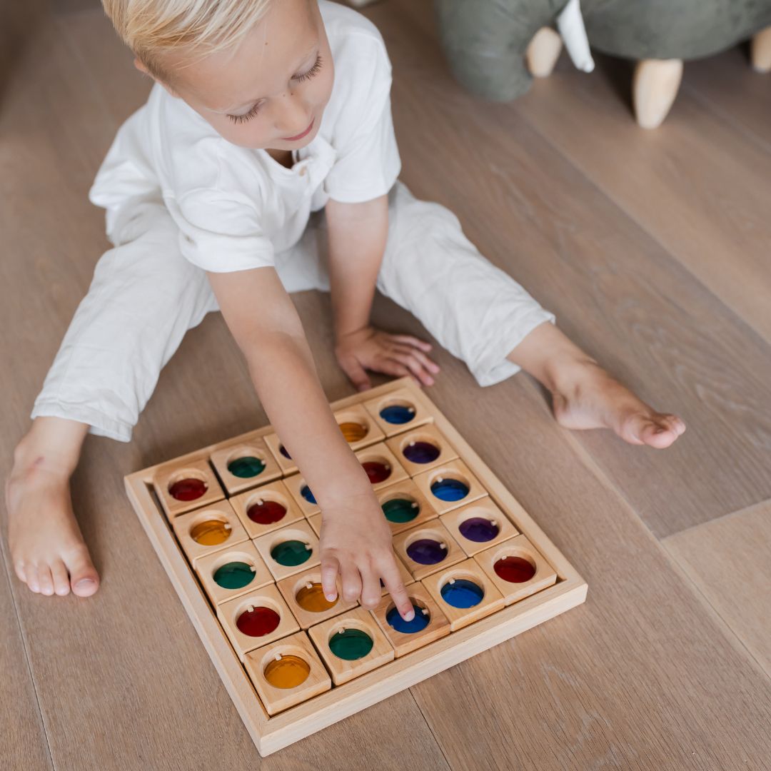 Bauspiel houten blokken met lichtdoorlatend venster set van 25