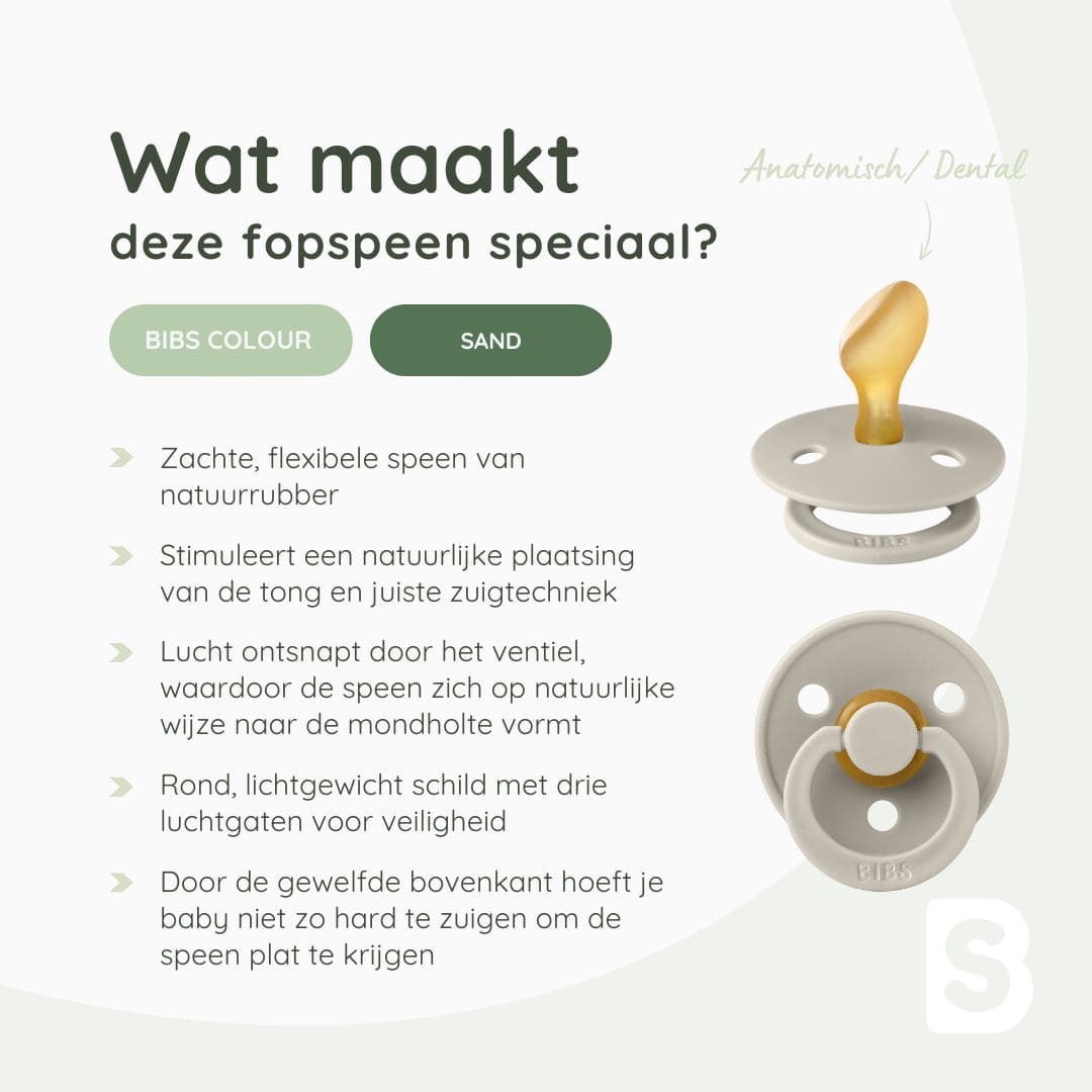 BIBS speen anatomisch zandkleur sand maat 1 en 2