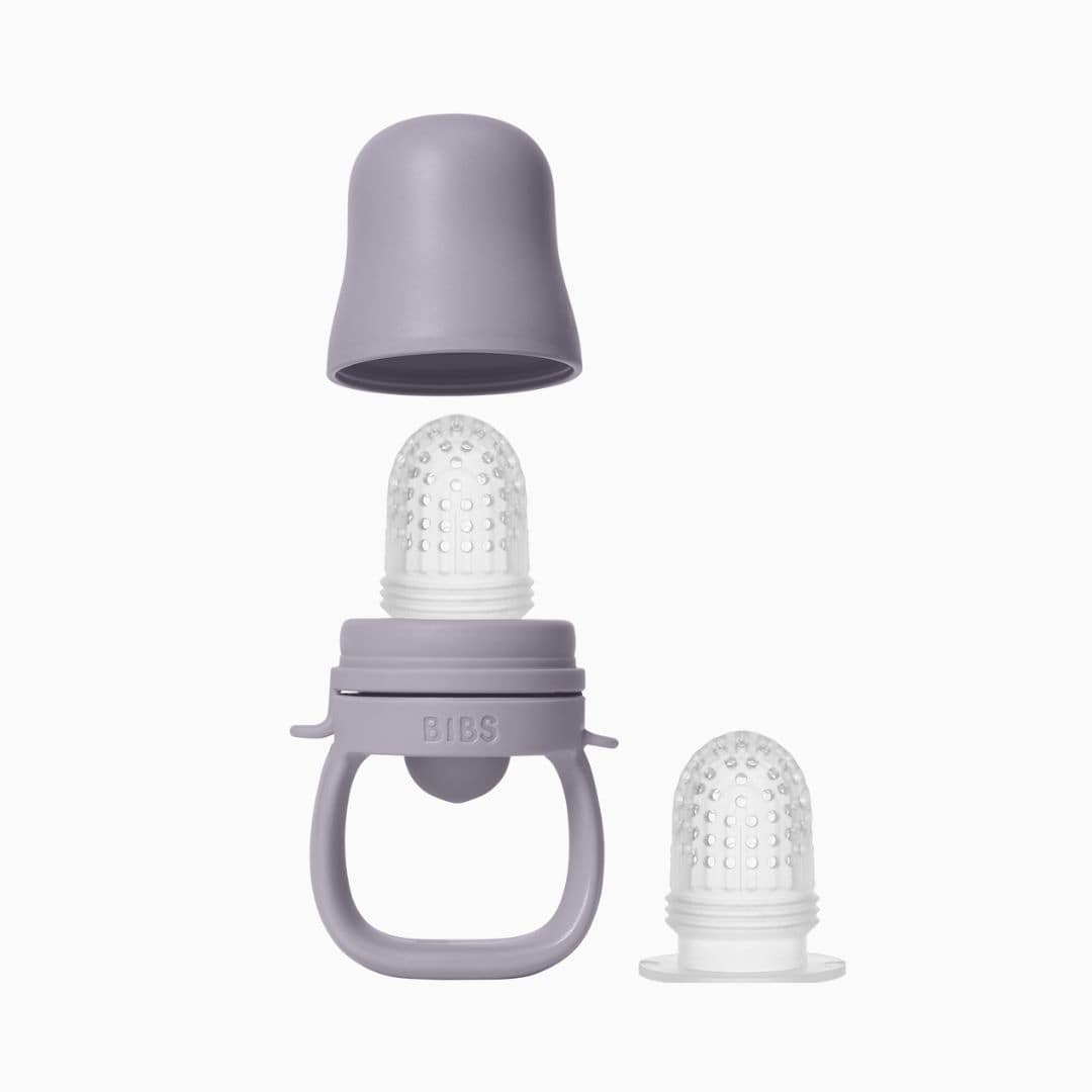 BIBS baby feeder siliconen fruitspeen in de kleur fossil grey paars