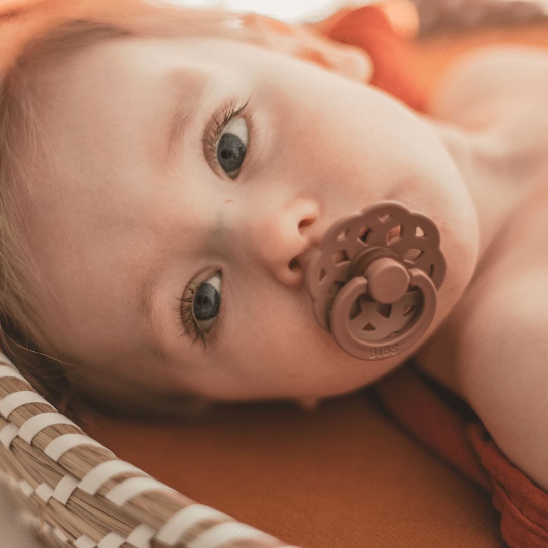 Bibs boheme fopspeen met ronde natuurrubber speen in de kleur woodchuck roodbruin