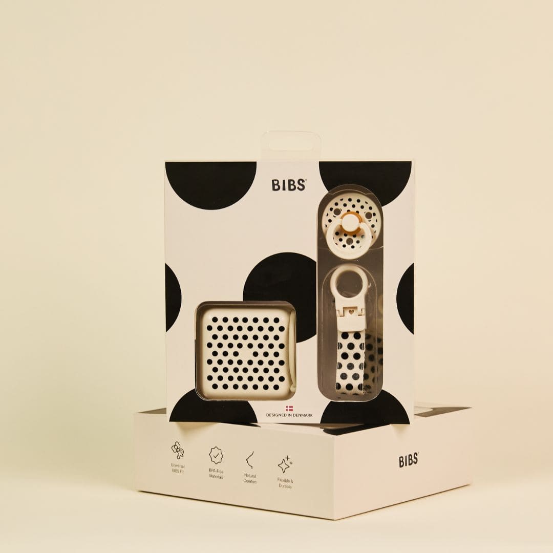 BIBS Soothe & Go Polka cadeauset ivory/black