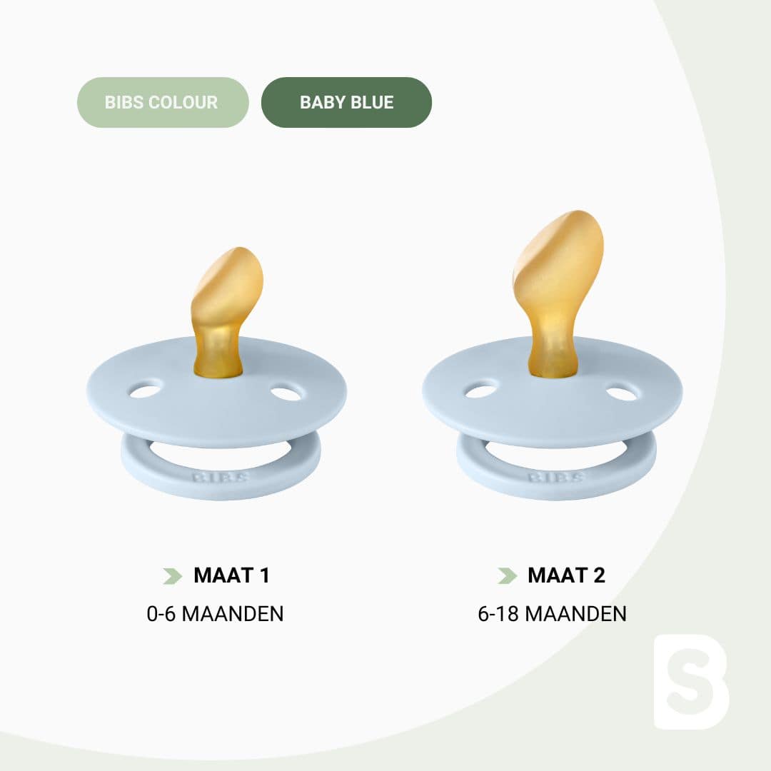 BIBS speen anatomisch baby blue maat 1 en 2