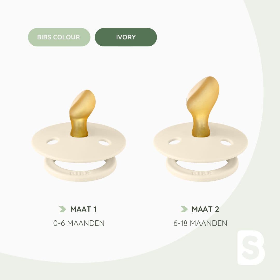 BIBS colour anatomische fopspeen met dental speen in de kleur ivory wit