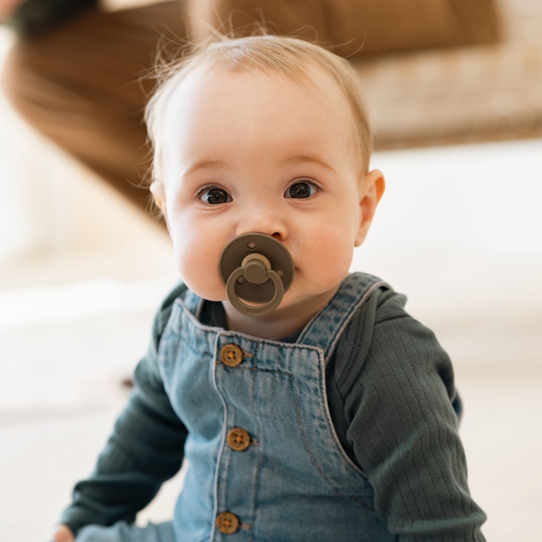 BIBS colour fopspeen met natuurrubber speen in de kleur dark oak bruin