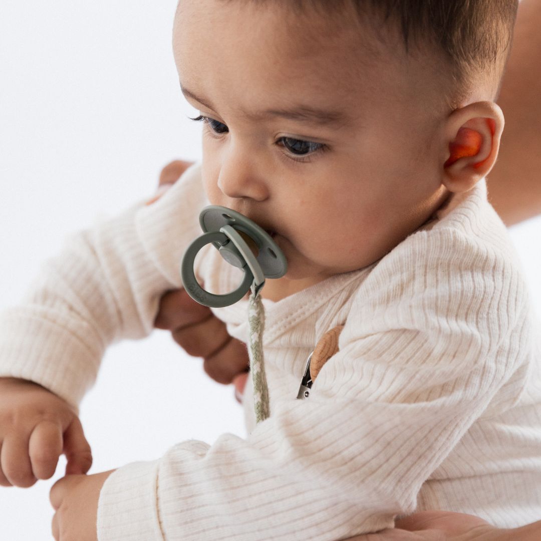 BIBS Colour fopspeen met dental speen van latex in de kleur pine in maat 1 en 2