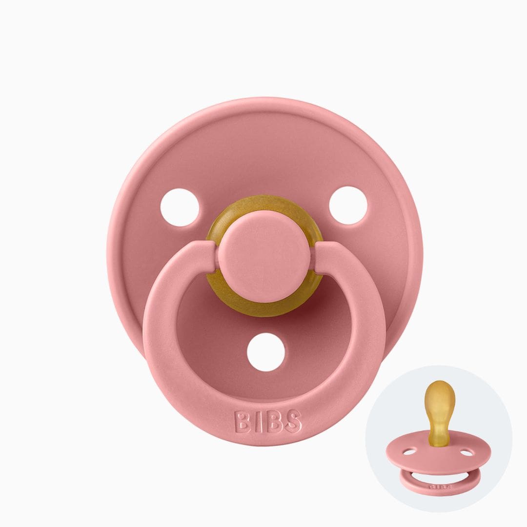 BIBS Colour fopspeen met platte speen van latex in de roze kleur dusty pink