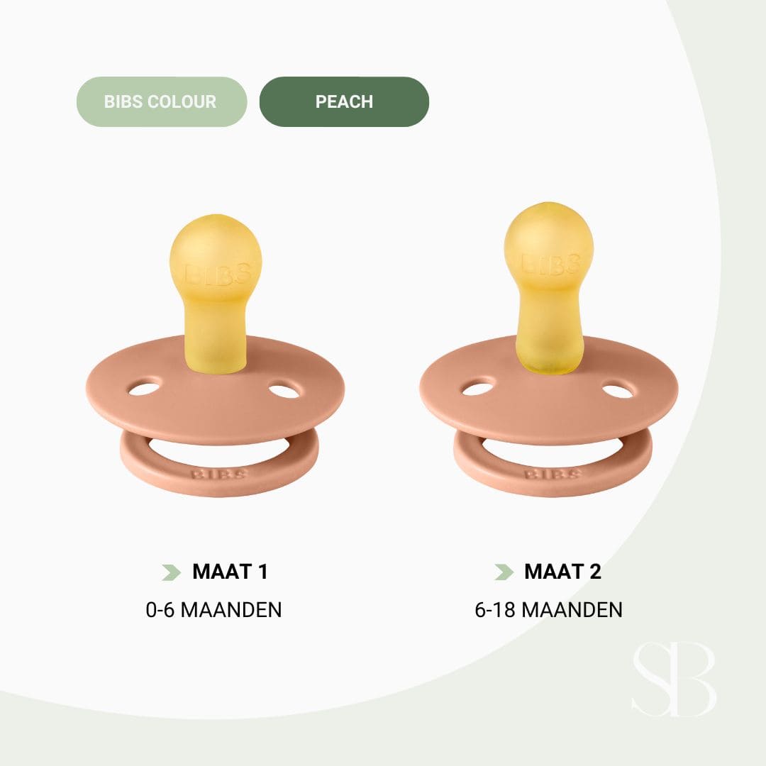 BIBS Colour fopspeen met ronde speen van natuurrubber latex in de kleur peach oranje