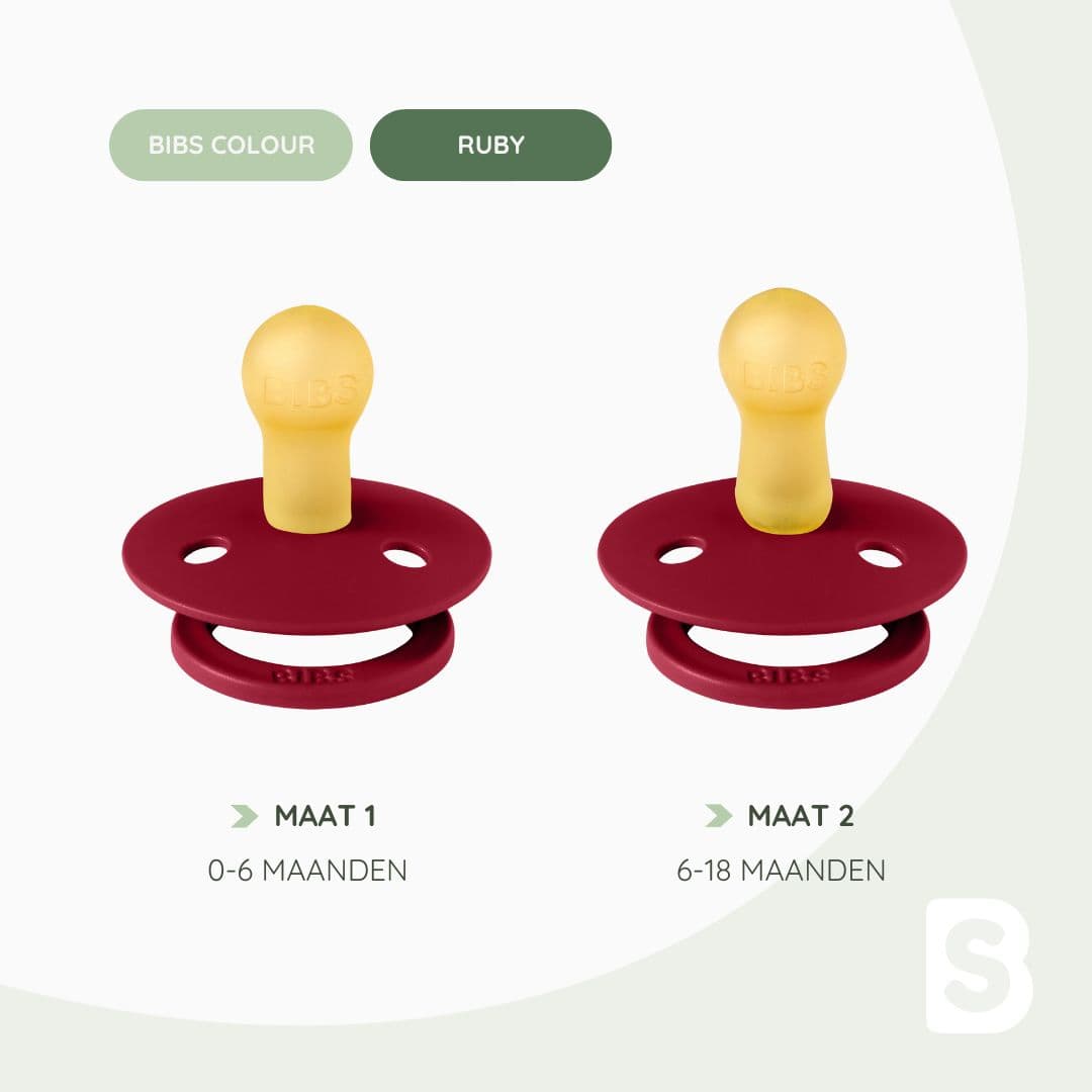 BIBS rondvormige spenen in de donker rode kleur ruby