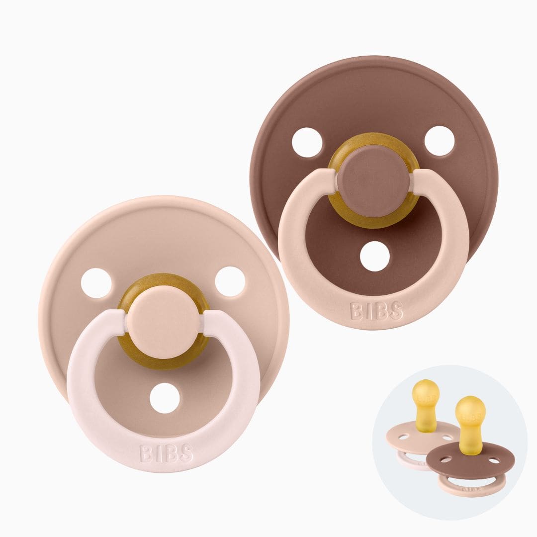 BIBS speen met ronde speen van natuurrubber latex uit de fushion collectie in de roze tinten blush en woodchuck
